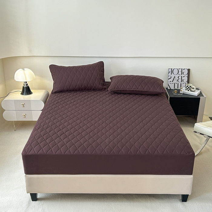 91家纺网 家纺一手货源 找家纺 恒尚居 2024新款夹棉抗菌防螨防水床笠【支持定做】咖啡