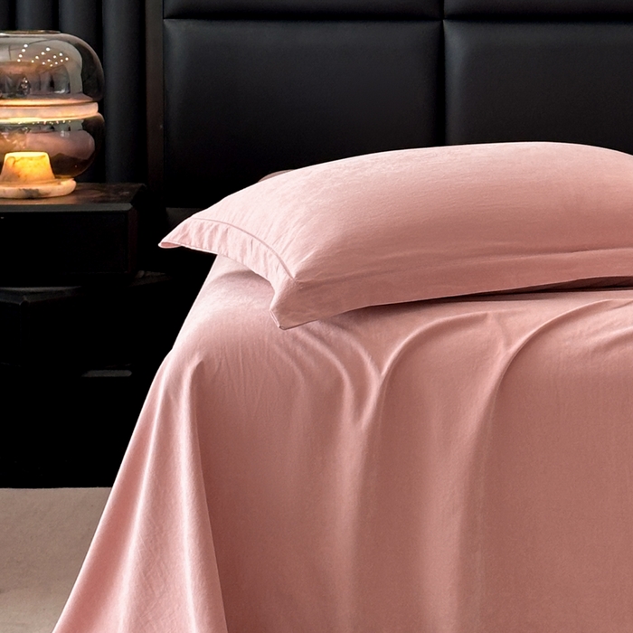 91家纺网 家纺一手货源 找家纺 优梦莱 2025春夏新款抗菌防螨单床单单床单-场景一 火烈鸟粉