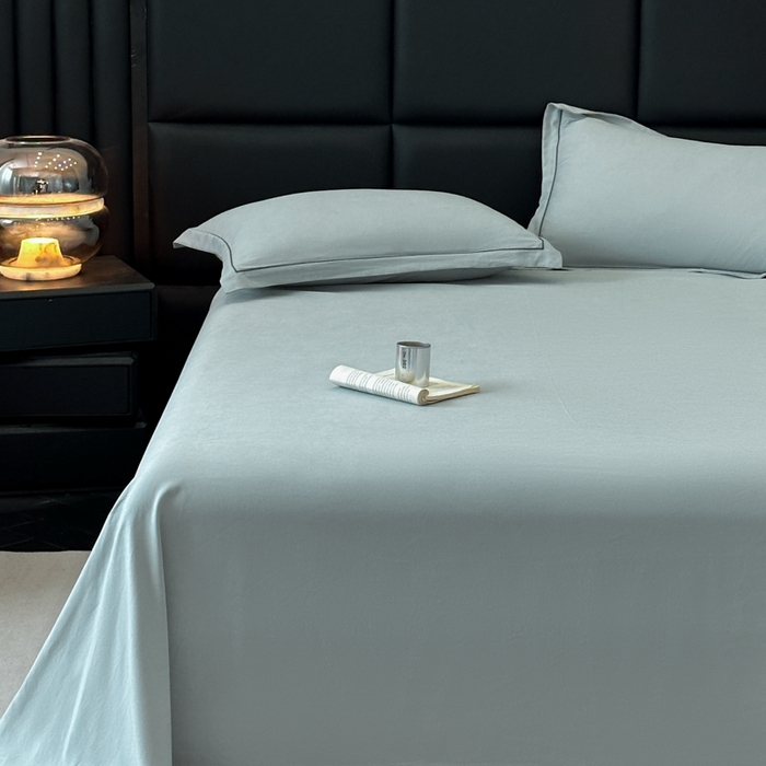 91家纺网 家纺一手货源 找家纺 优梦莱 2025春夏新款抗菌防螨单床单单床单-场景一 浅灰绿