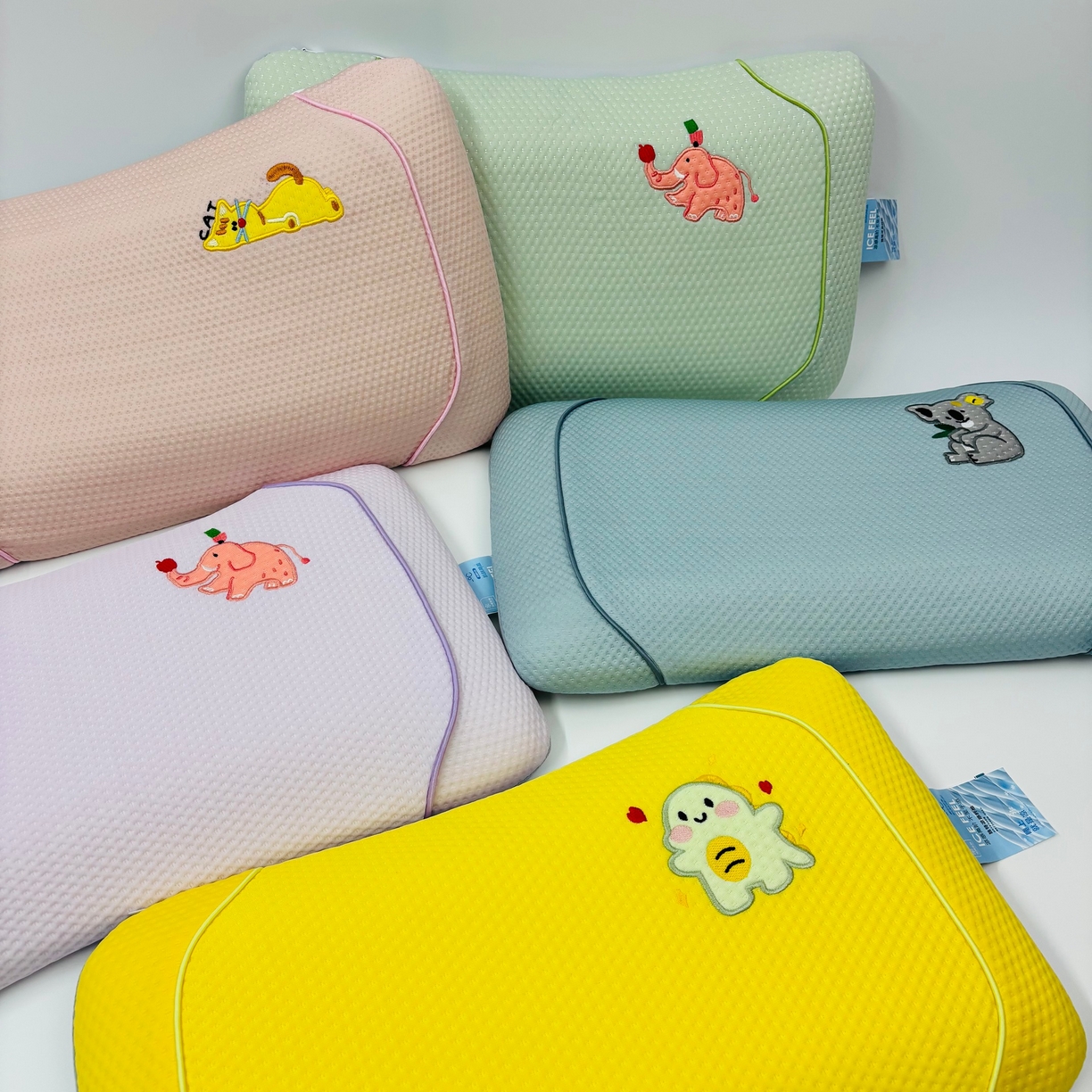 91家纺网 家纺一手货源 找家纺 露函家居 2025新款儿童绣花款凉豆豆美 肤枕枕芯枕头 组合图仅供参考 30x50x5cm/只