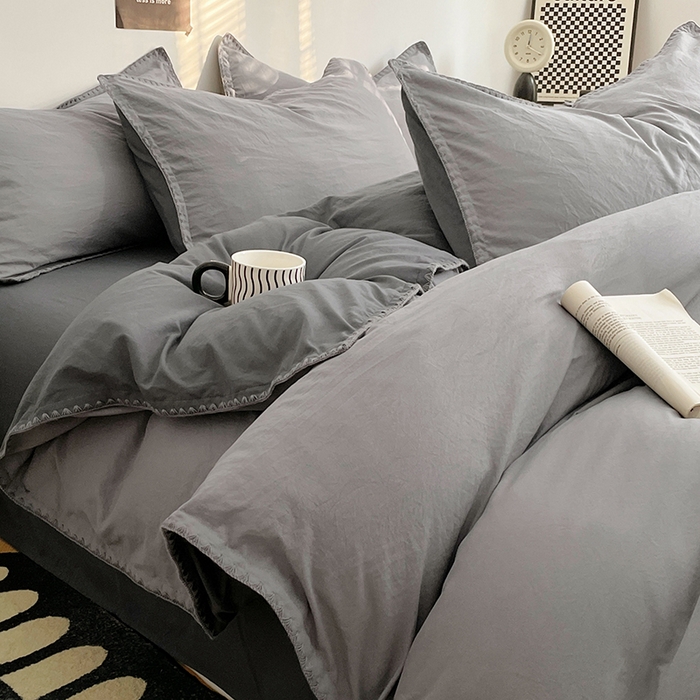 91家纺网 家纺一手货源 找家纺 （总）思诺羽床笠 2025新款水洗棉贝壳边四件套系列