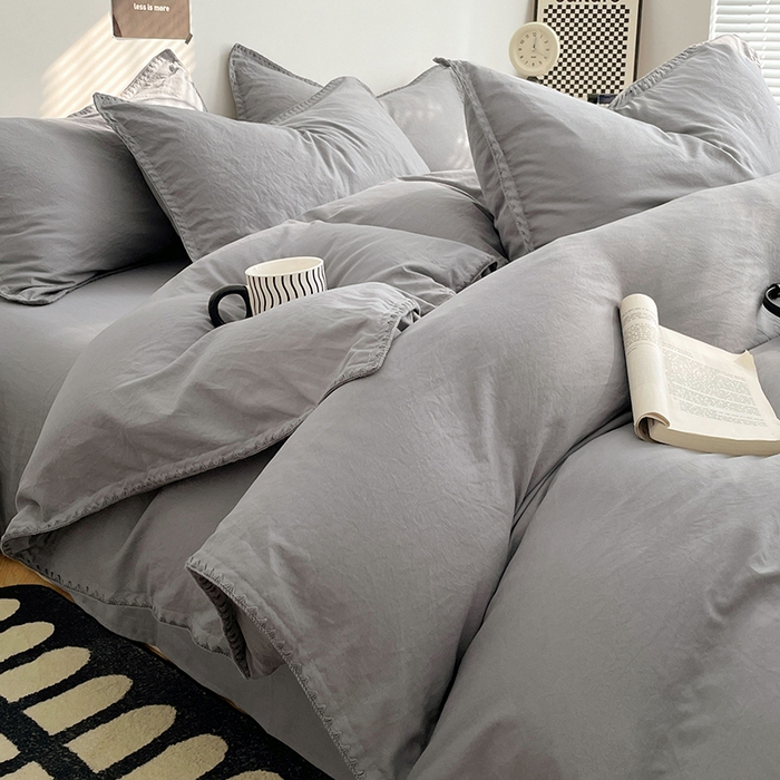 91家纺网 家纺一手货源 找家纺 （总）思诺羽床笠 2025新款水洗棉贝壳边四件套系列