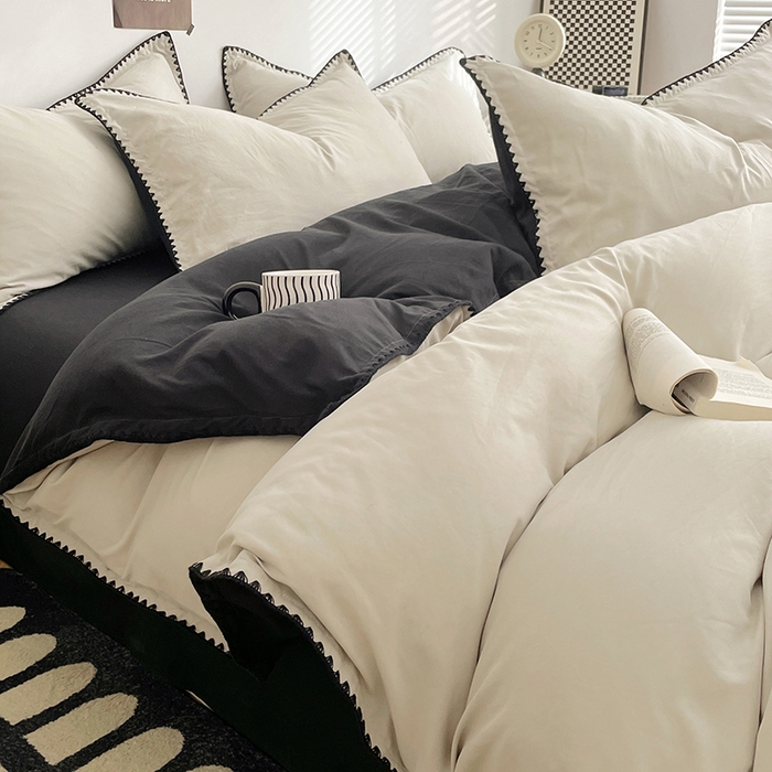 91家纺网 家纺一手货源 找家纺 （总）思诺羽床笠 2025新款水洗棉贝壳边四件套系列