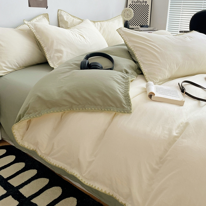 91家纺网 家纺一手货源 找家纺 （总）思诺羽床笠 2025新款水洗棉贝壳边四件套系列