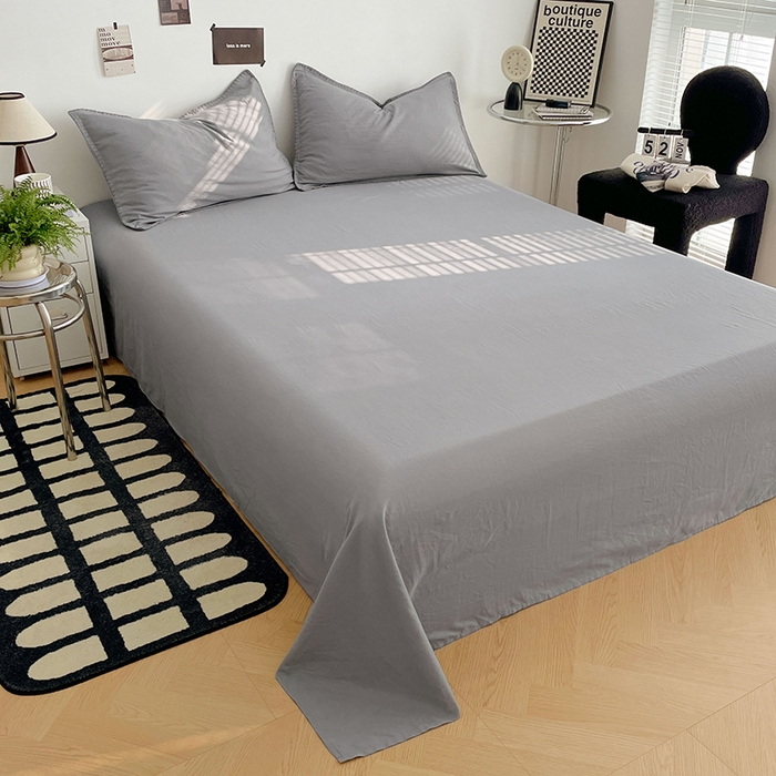 91家纺网 家纺一手货源 找家纺 思诺羽床笠 2025新款水洗棉贝壳边四件套系列 贝壳边+流光灰