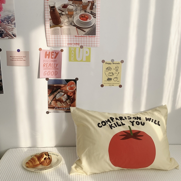 91家纺网 家纺一手货源 找家纺 柚可家居 2024新款数码定版全棉单枕套系列-多巴胺系列二 柿子