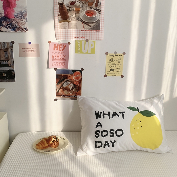 柚可家居 2024新款数码定版全棉单枕套系列-多巴胺系列二 柠檬