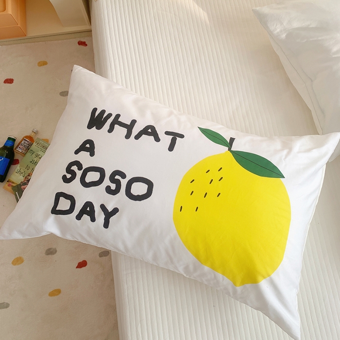 91家纺网 家纺一手货源 找家纺 柚可家居 2024新款数码定版全棉单枕套系列-多巴胺系列二 柠檬