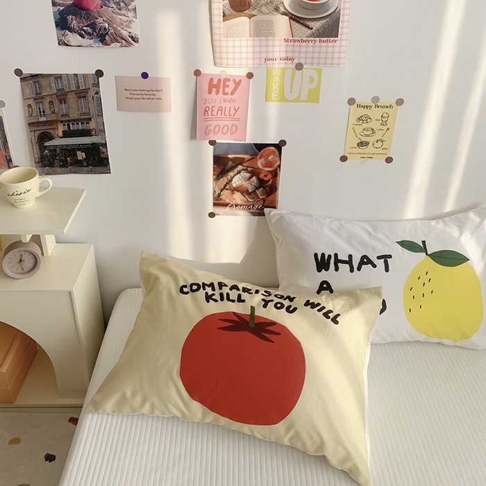 91家纺网 家纺一手货源 找家纺 柚可家居 2024新款数码定版全棉单枕套系列-多巴胺系列二 柠檬