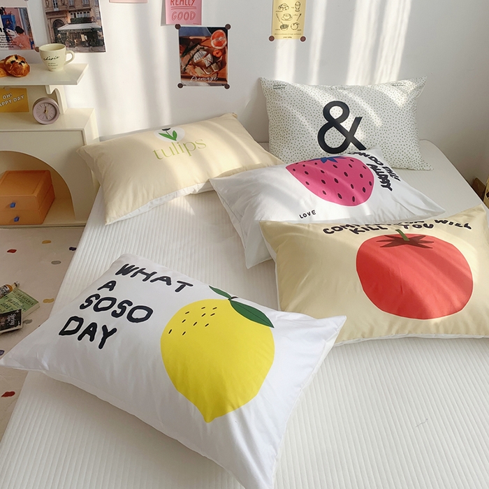 91家纺网 家纺一手货源 找家纺 柚可家居 2024新款数码定版全棉单枕套系列-多巴胺系列二 柿子