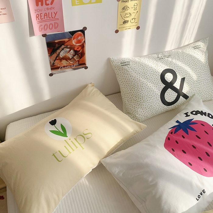 91家纺网 家纺一手货源 找家纺 柚可家居 2024新款数码定版全棉单枕套系列-多巴胺系列二 柿子