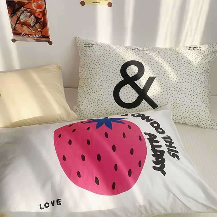 91家纺网 家纺一手货源 找家纺 柚可家居 2024新款数码定版全棉单枕套系列-多巴胺系列二 柿子