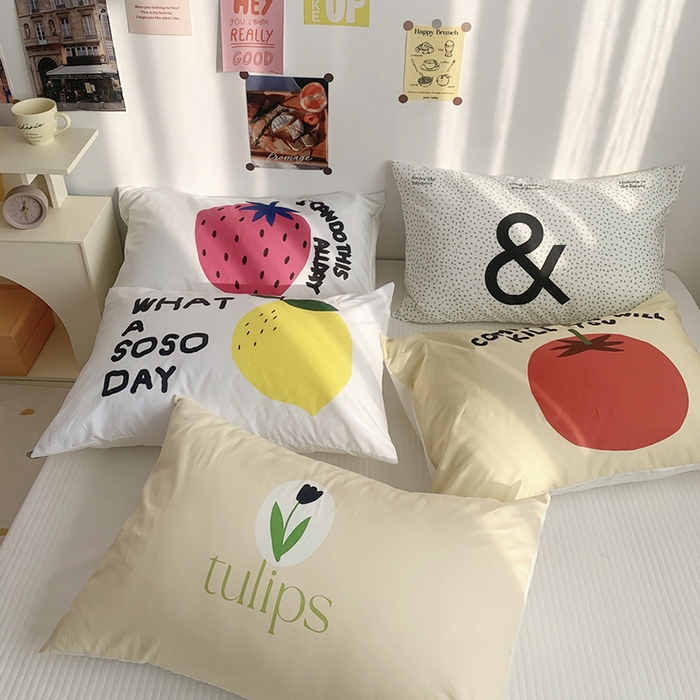 91家纺网 家纺一手货源 找家纺 柚可家居 2024新款数码定版全棉单枕套系列-多巴胺系列二 柿子