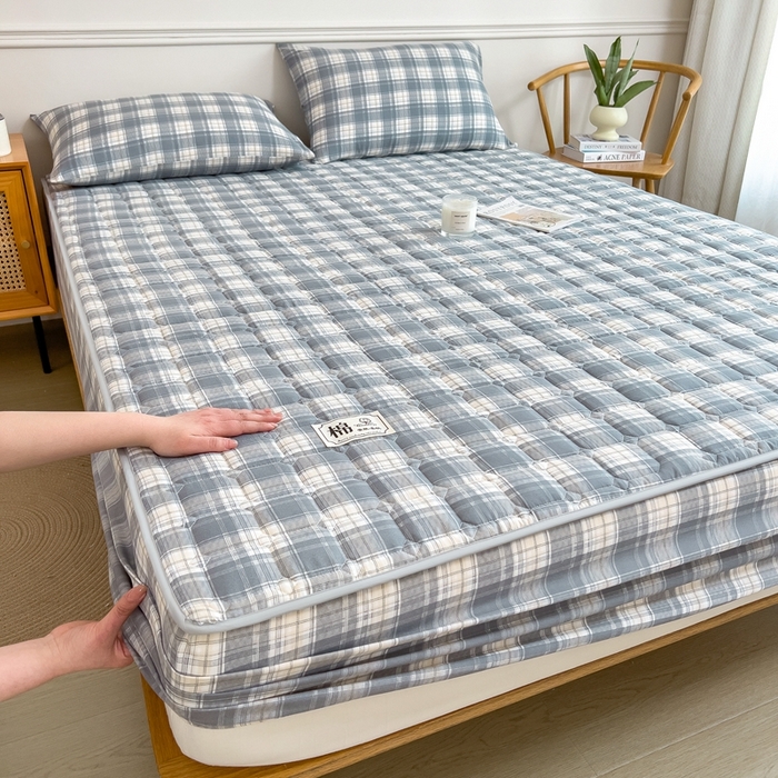 91家纺网 家纺一手货源 找家纺 （总）希廷顿 2025新款色织水洗棉夹棉棉花床笠床笠单件单床笠