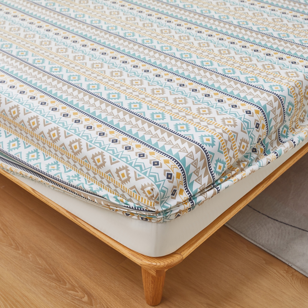 91家纺网 家纺一手货源 找家纺 希廷顿 2025新款床笠款原棉老粗布凉席席子 敦煌碎影