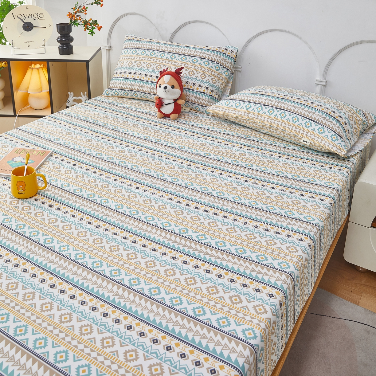 91家纺网 家纺一手货源 找家纺 希廷顿 2025新款床笠款原棉老粗布凉席席子 敦煌碎影