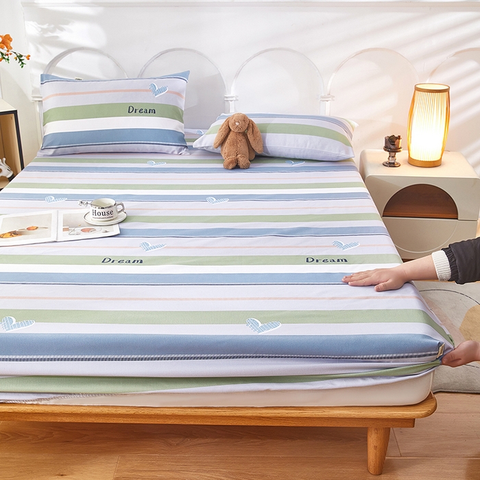 91家纺网 家纺一手货源 找家纺 希廷顿 2025新款床笠款原棉老粗布凉席席子 瑾纹