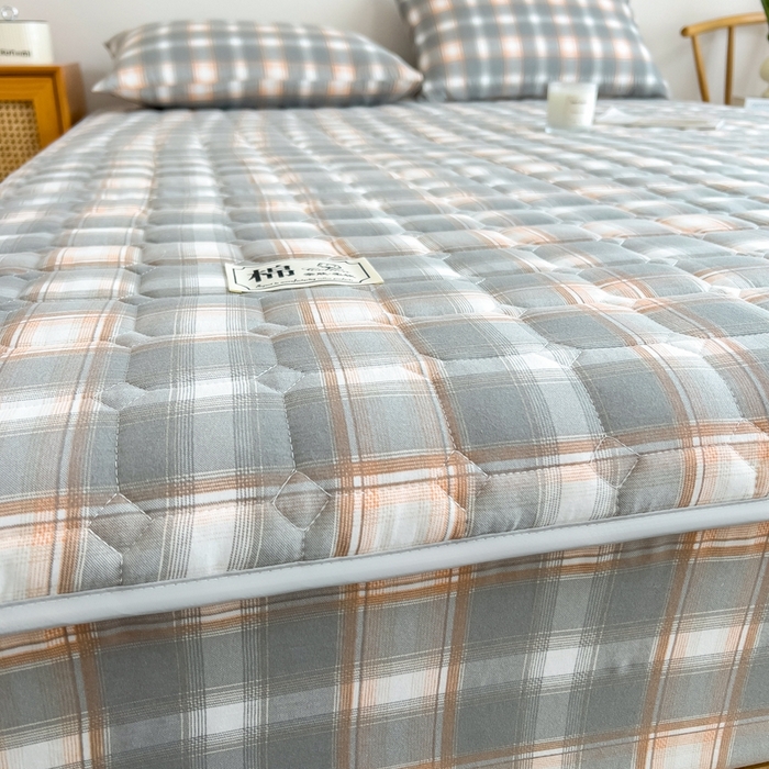 91家纺网 家纺一手货源 找家纺 希廷顿 2025新款色织水洗棉夹棉棉花床笠床笠单件单床笠 三分灰格