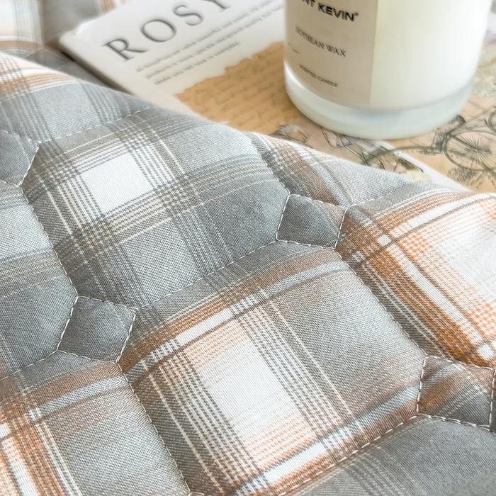 91家纺网 家纺一手货源 找家纺 希廷顿 2025新款色织水洗棉夹棉棉花床笠床笠单件单床笠 三分灰格