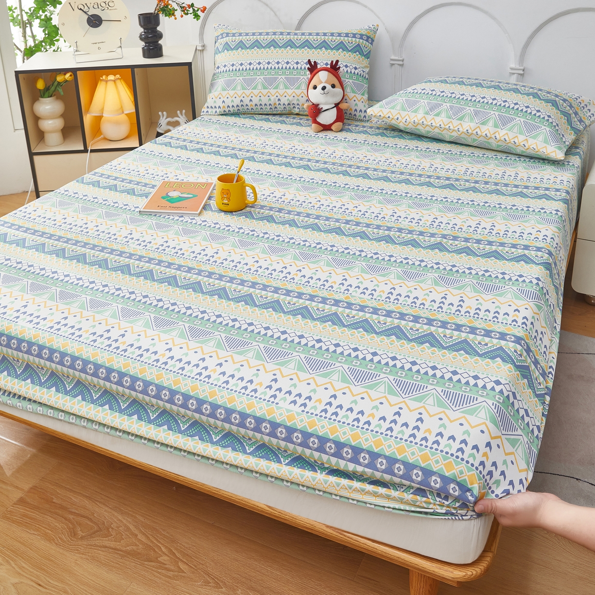 91家纺网 家纺一手货源 找家纺 希廷顿 2025新款床笠款原棉老粗布凉席席子 琉璃密语