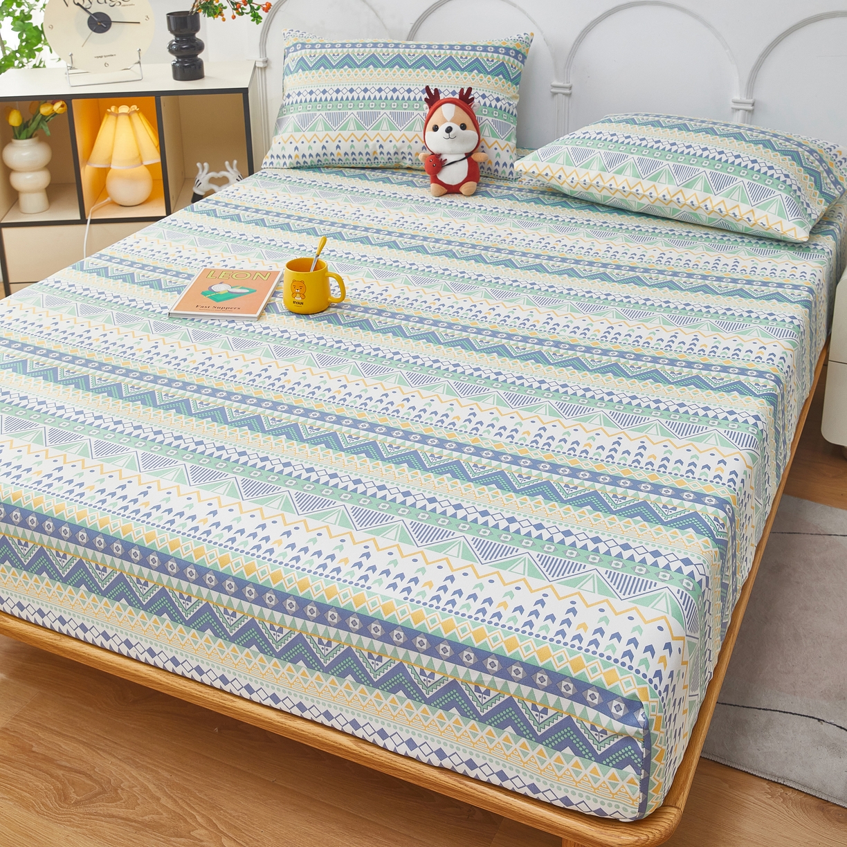 91家纺网 家纺一手货源 找家纺 希廷顿 2025新款床笠款原棉老粗布凉席席子 琉璃密语