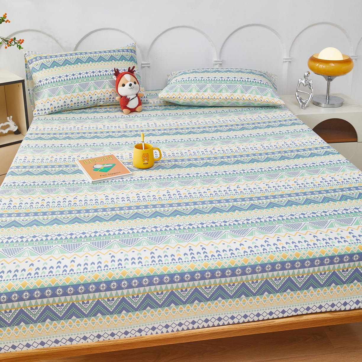 91家纺网 家纺一手货源 找家纺 希廷顿 2025新款床笠款原棉老粗布凉席席子 琉璃密语