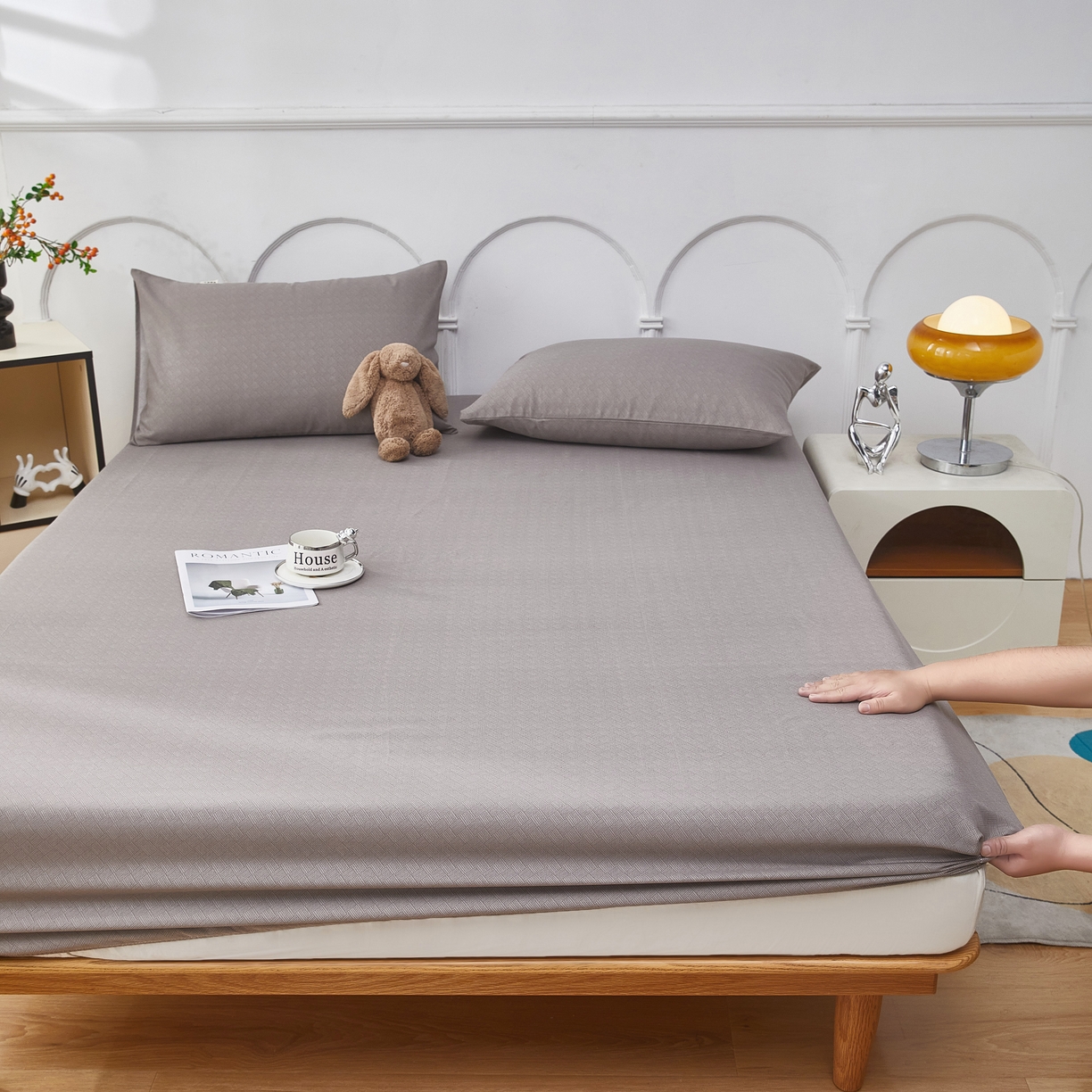 91家纺网 家纺一手货源 找家纺 希廷顿 2025新款床笠款原棉老粗布凉席席子 奢呈星谷