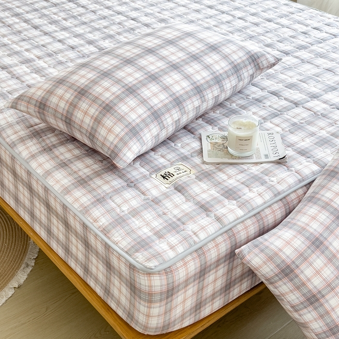 91家纺网 家纺一手货源 找家纺 希廷顿 2025新款色织水洗棉夹棉棉花床笠床笠单件单床笠 烟雨灰