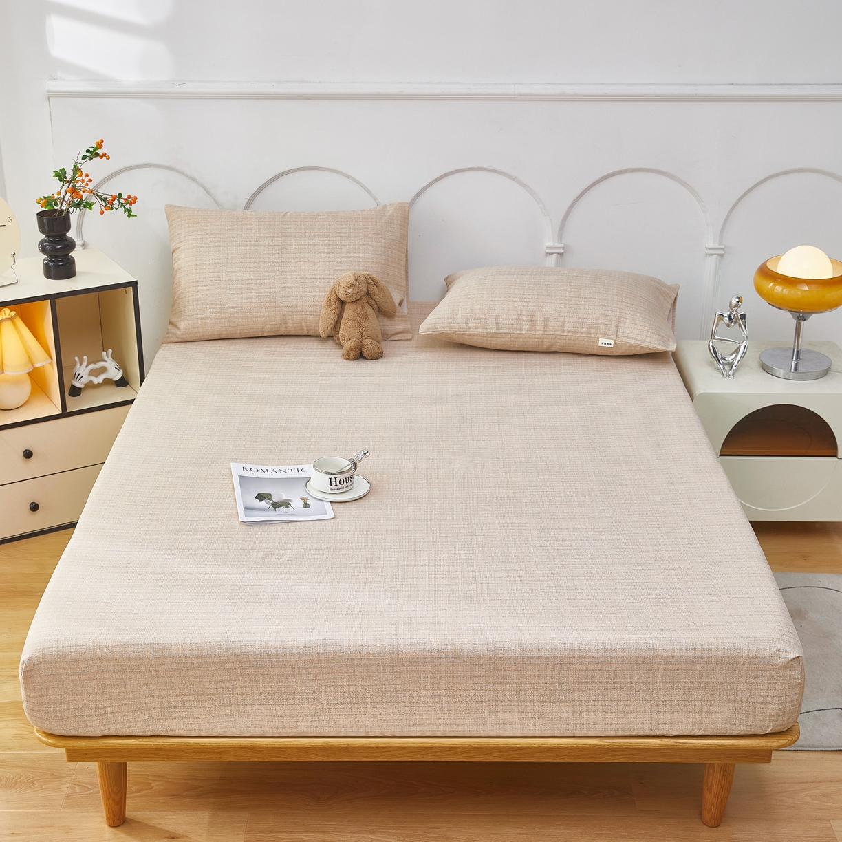 91家纺网 家纺一手货源 找家纺 希廷顿 2025新款床笠款原棉老粗布凉席席子 素简茶寨