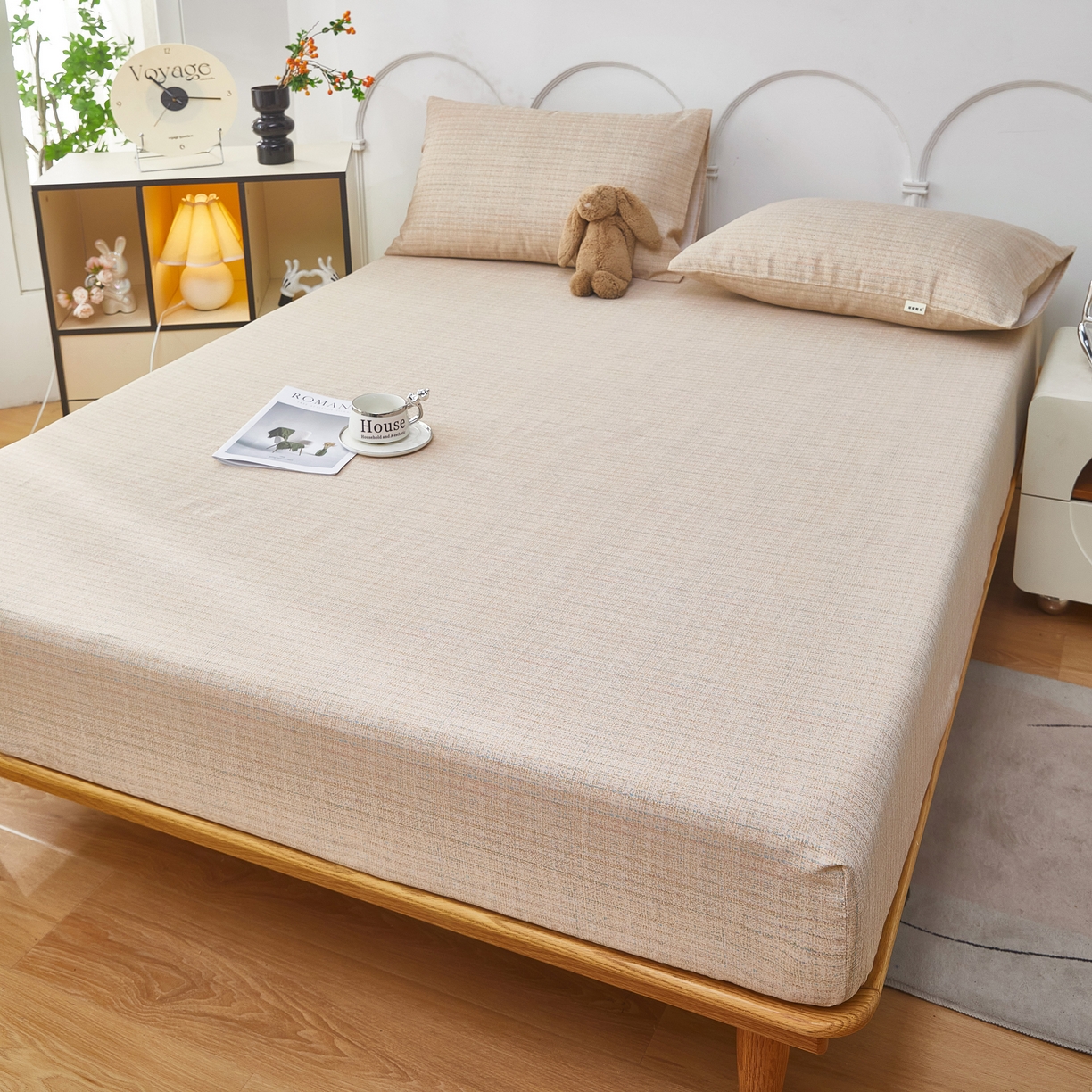 91家纺网 家纺一手货源 找家纺 希廷顿 2025新款床笠款原棉老粗布凉席席子 素简茶寨