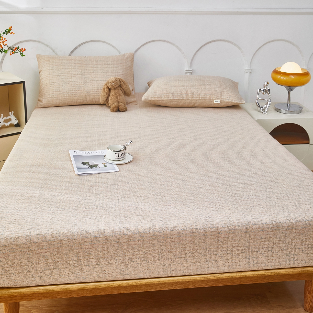 91家纺网 家纺一手货源 找家纺 希廷顿 2025新款床笠款原棉老粗布凉席席子 素简茶寨