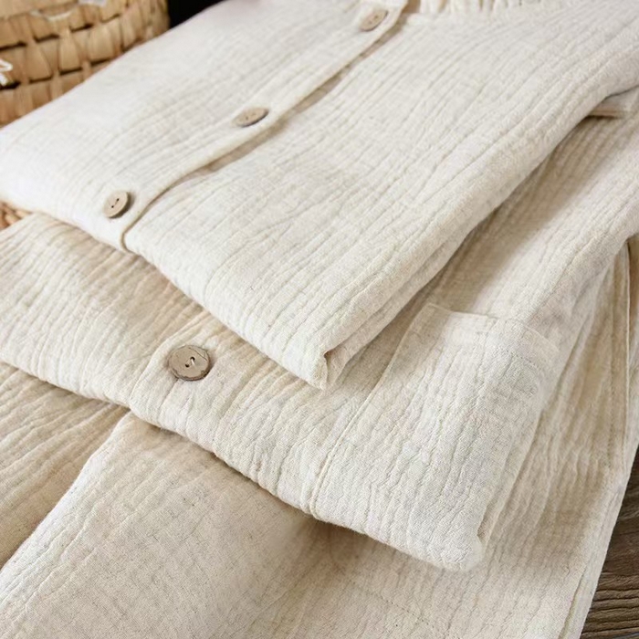 91家纺网 家纺一手货源 找家纺 （总）双梦毛巾 2025新款夏季新款亚麻家居服情侣爆款套装 休闲简约短袖短裤男女士睡衣