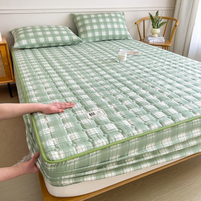 91家纺网 家纺一手货源 找家纺 （总）希廷顿 2025新款色织水洗棉夹棉棉花床笠床笠单件单床笠