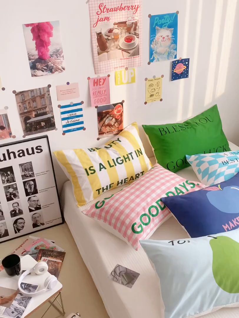 91家纺网 家纺一手货源 找家纺 （总）柚可家居 2024新款数码定版全棉单枕套系列-多巴胺系列一