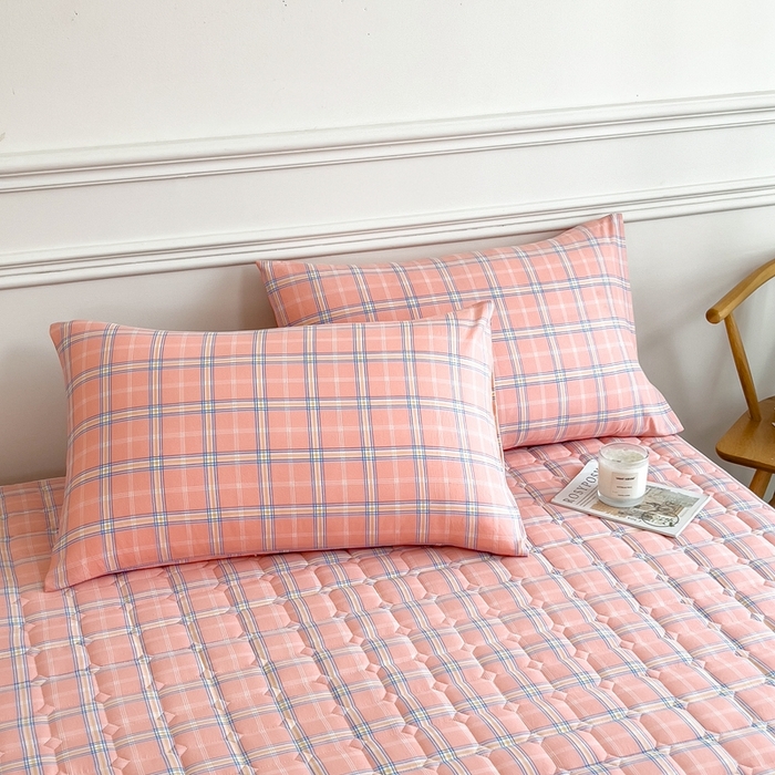 91家纺网 家纺一手货源 找家纺 希廷顿 2025新款色织水洗棉夹棉棉花床笠床笠单件单床笠 威尼斯粉