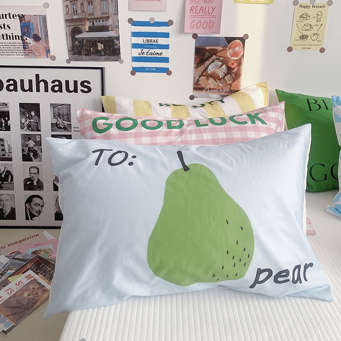 91家纺网 家纺一手货源 找家纺 柚可家居 2024新款数码定版全棉单枕套系列-多巴胺系列一 绿梨子