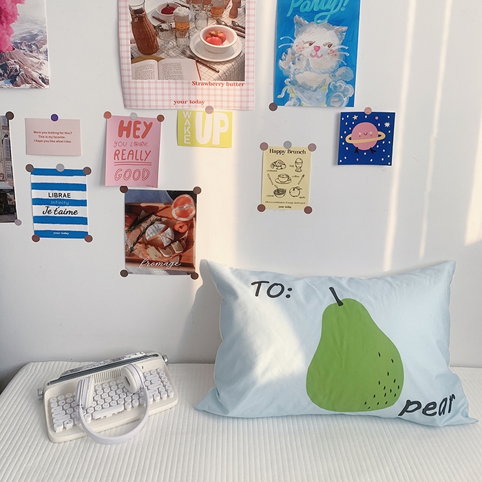 91家纺网 家纺一手货源 找家纺 柚可家居 2024新款数码定版全棉单枕套系列-多巴胺系列一 绿梨子