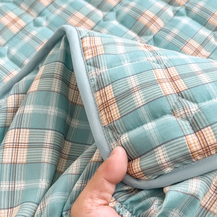 91家纺网 家纺一手货源 找家纺 希廷顿 2025新款色织水洗棉夹棉棉花床笠床笠单件单床笠 威尼斯绿