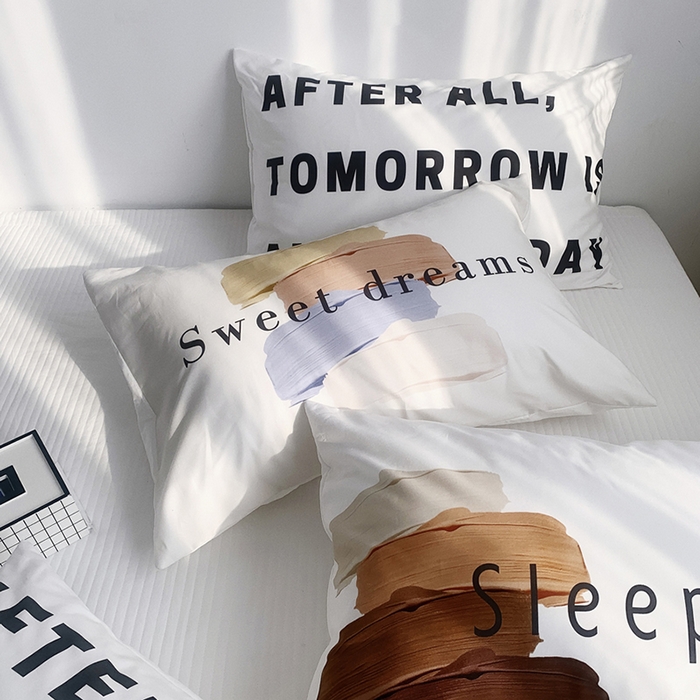 91家纺网 家纺一手货源 找家纺 柚可家居 2024新款数码定版全棉单枕套系列 吐司奶泡