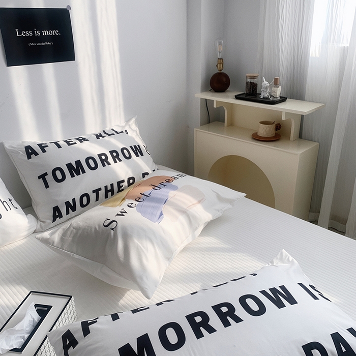 91家纺网 家纺一手货源 找家纺 柚可家居 2024新款数码定版全棉单枕套系列 吐司奶泡