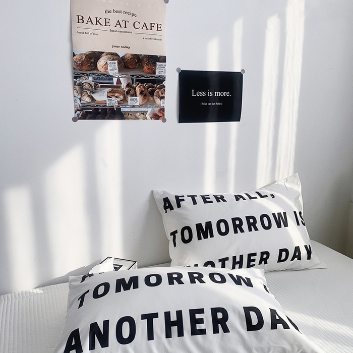 91家纺网 家纺一手货源 找家纺 柚可家居 2024新款数码定版全棉单枕套系列 字母tomor