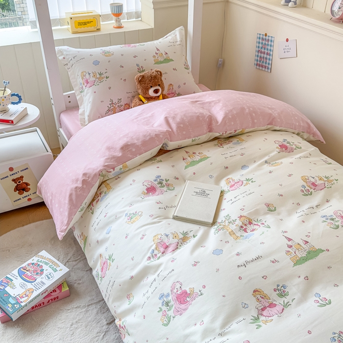 91家纺网 家纺一手货源 找家纺 鑫宇 2025新款全棉纯棉13372宽幅学生上下铺三件套 爱丽丝