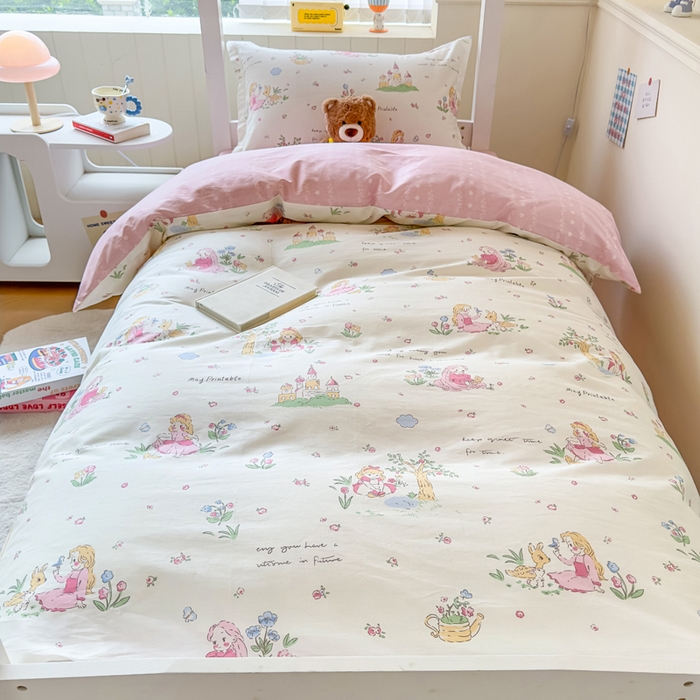 91家纺网 家纺一手货源 找家纺 鑫宇 2025新款全棉纯棉13372宽幅学生上下铺三件套 爱丽丝