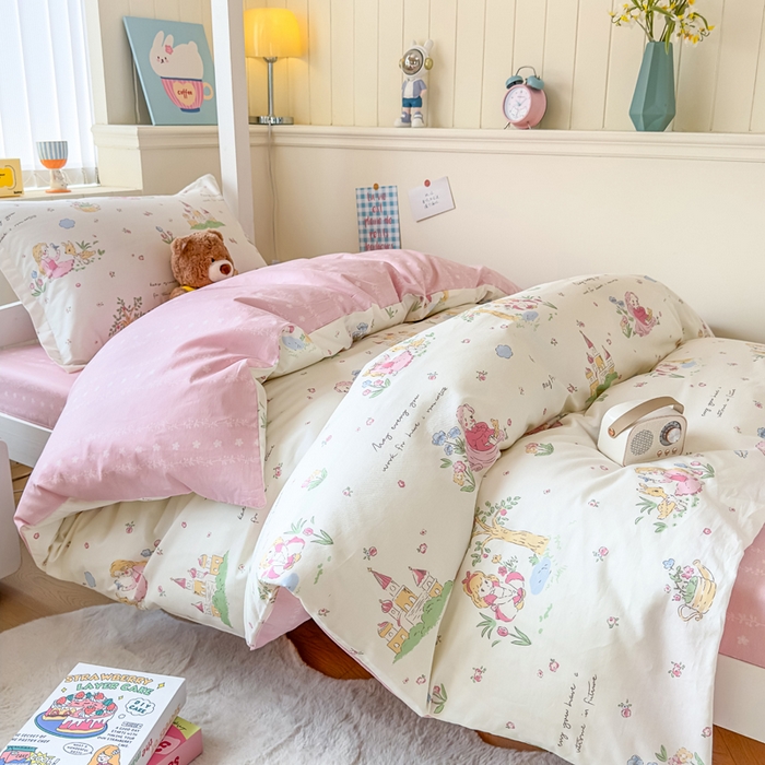 91家纺网 家纺一手货源 找家纺 鑫宇 2025新款全棉纯棉13372宽幅学生上下铺三件套 爱丽丝