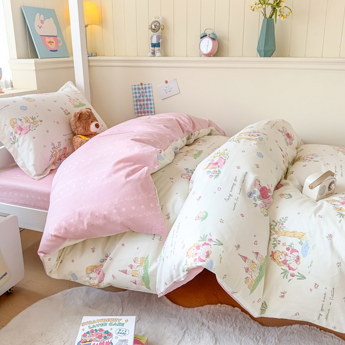 91家纺网 家纺一手货源 找家纺 鑫宇 2025新款全棉纯棉13372宽幅学生上下铺三件套 爱丽丝