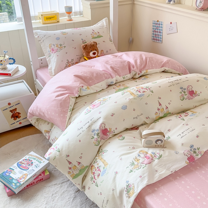 91家纺网 家纺一手货源 找家纺 鑫宇 2025新款全棉纯棉13372宽幅学生上下铺三件套 爱丽丝