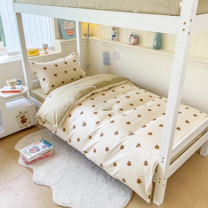 鑫宇 2025新款全棉纯棉13372宽幅学生上下铺三件套 点点爱