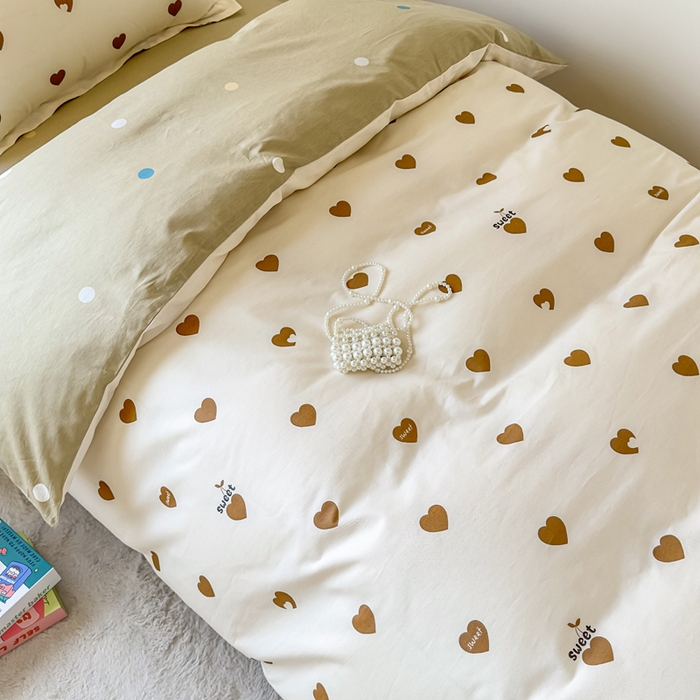 91家纺网 家纺一手货源 找家纺 鑫宇 2025新款全棉纯棉13372宽幅学生上下铺三件套 点点爱