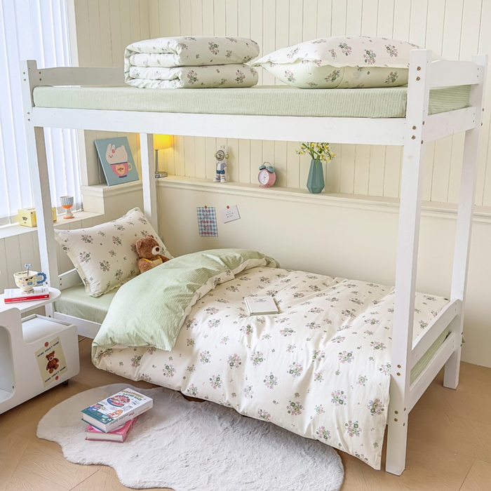 91家纺网 家纺一手货源 找家纺 鑫宇 2025新款全棉纯棉13372宽幅学生上下铺三件套 花香丽影