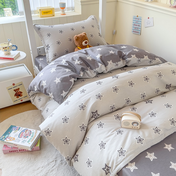 91家纺网 家纺一手货源 找家纺 鑫宇 2025新款全棉纯棉13372宽幅学生上下铺三件套 金吉星